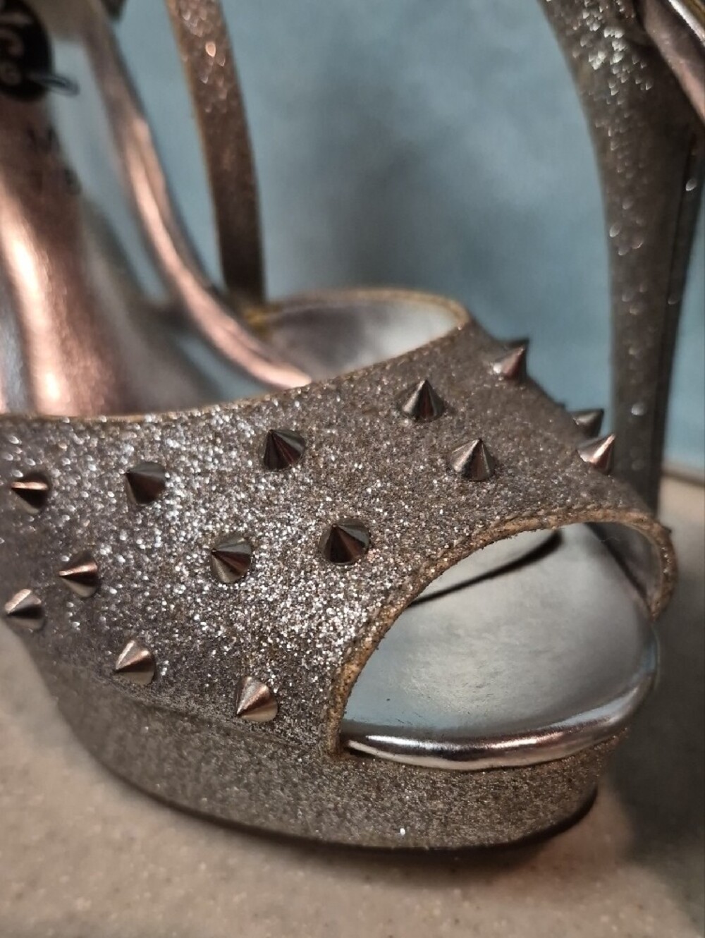 Rue21 Rose Gold Glitter Spike Platform Heels - Picture 4 of 11